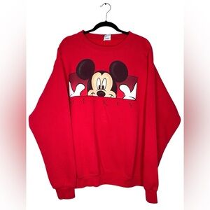 Vintage Disney Red Mickey Mouse Graphic Crewneck Sweater
